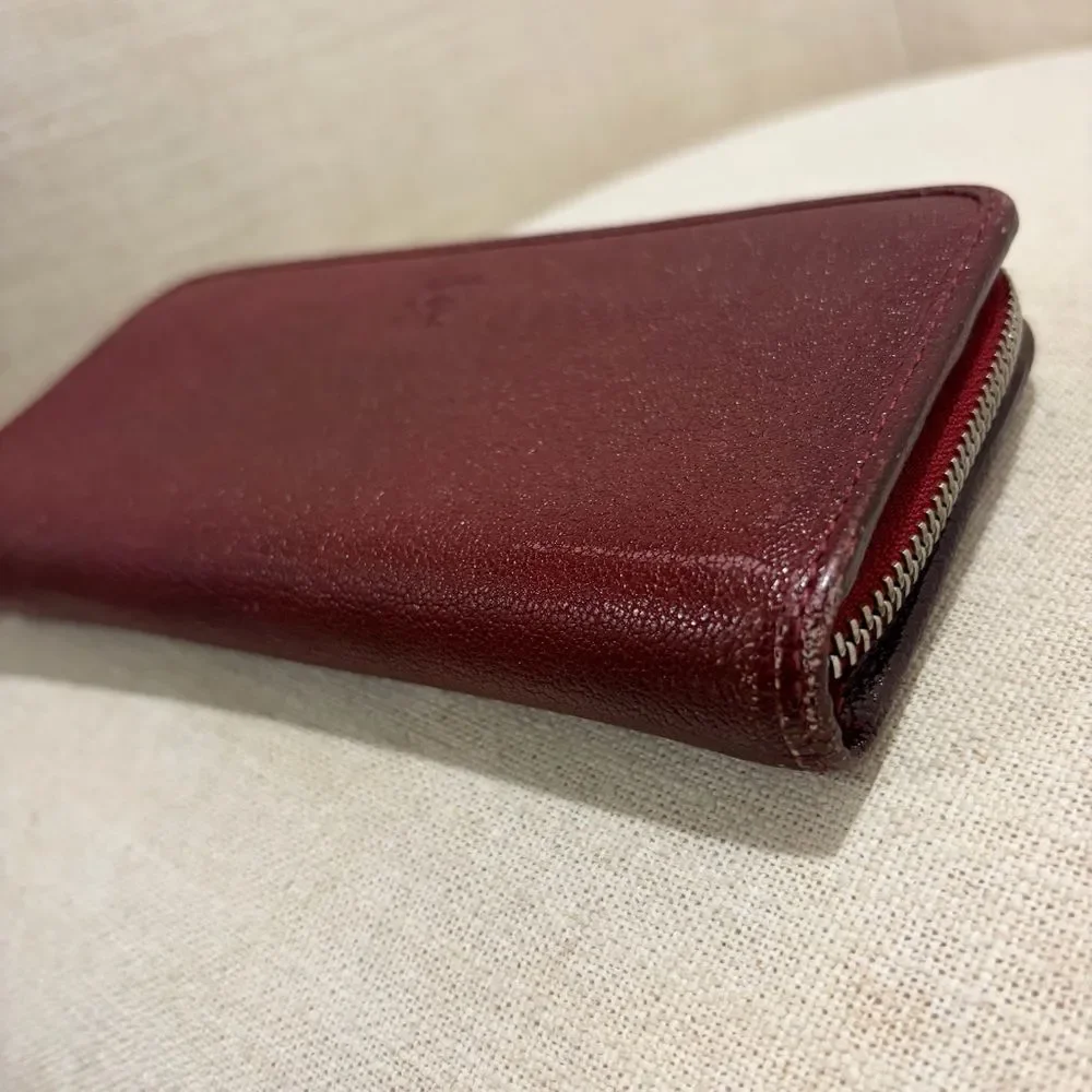 Loewe Burgundy Leather Zip Wallet - Long Red Continental Wallet